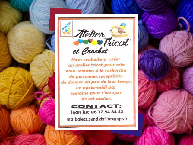 Atelier tricot crochet à Sendets